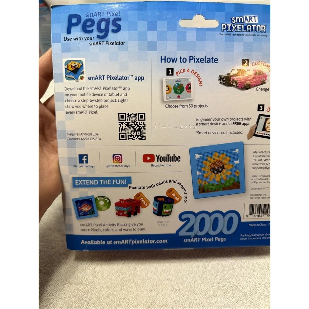 Smart Pixel Pegs - 2000 Pegs - 8 Colors - Smart Pixelator - New/Sealed